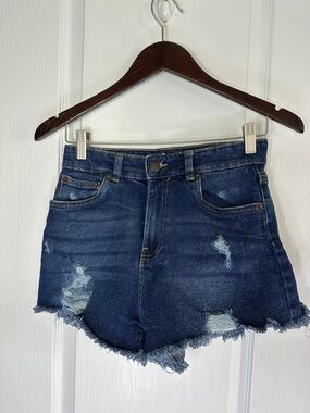 BLU Edit High-Rise Distressed Denim Women’s Shorts size 5/27 waist 14” A0160